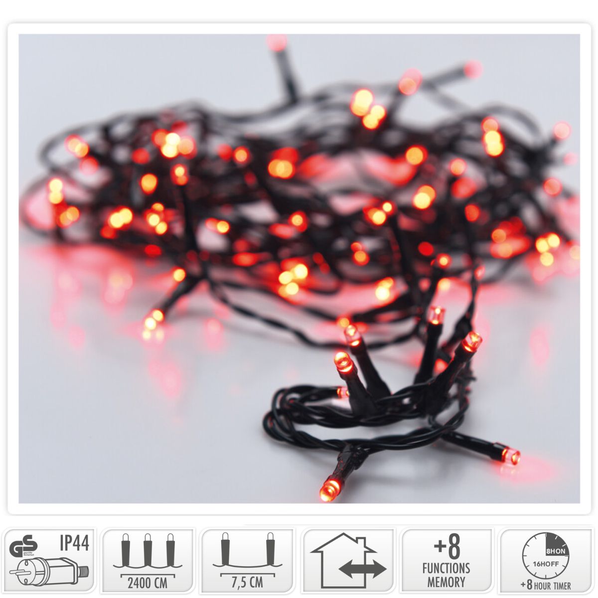 Kerstverlichting 320 Led- 24M - Rood - Timer - Lichtfuncties - Geheugen - Buiten