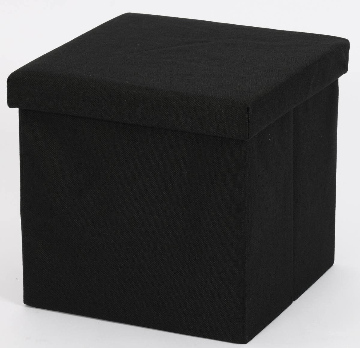 Ceruzo Poef - Zwart - 38X38X38 Cm - Opvouwbaar - Hocker Met Opbergruimte